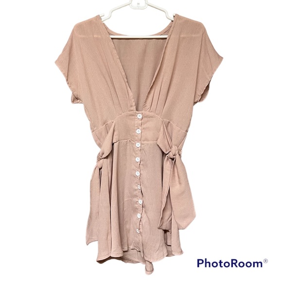 🟤Women’s tan baby doll dress w/buttons & ties on each side, size S, worn once🟤 - Picture 1 of 11